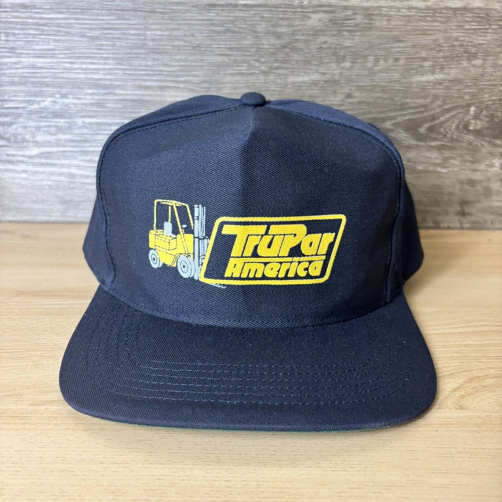 Vintage TruPar America Hat Cap Snap Back Navy Blue Forklift Mens